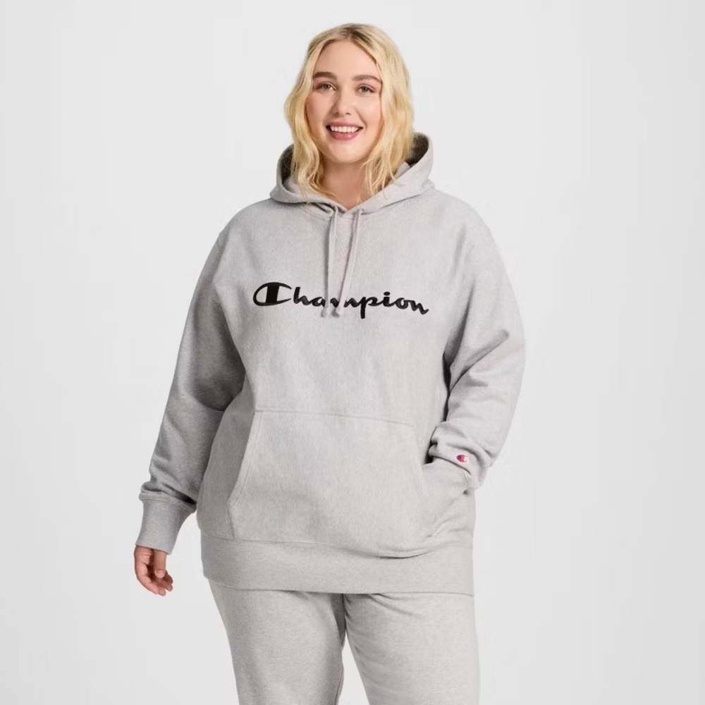 Champion Adult Sizing Iconic Embroidered Hoodie Gray XL